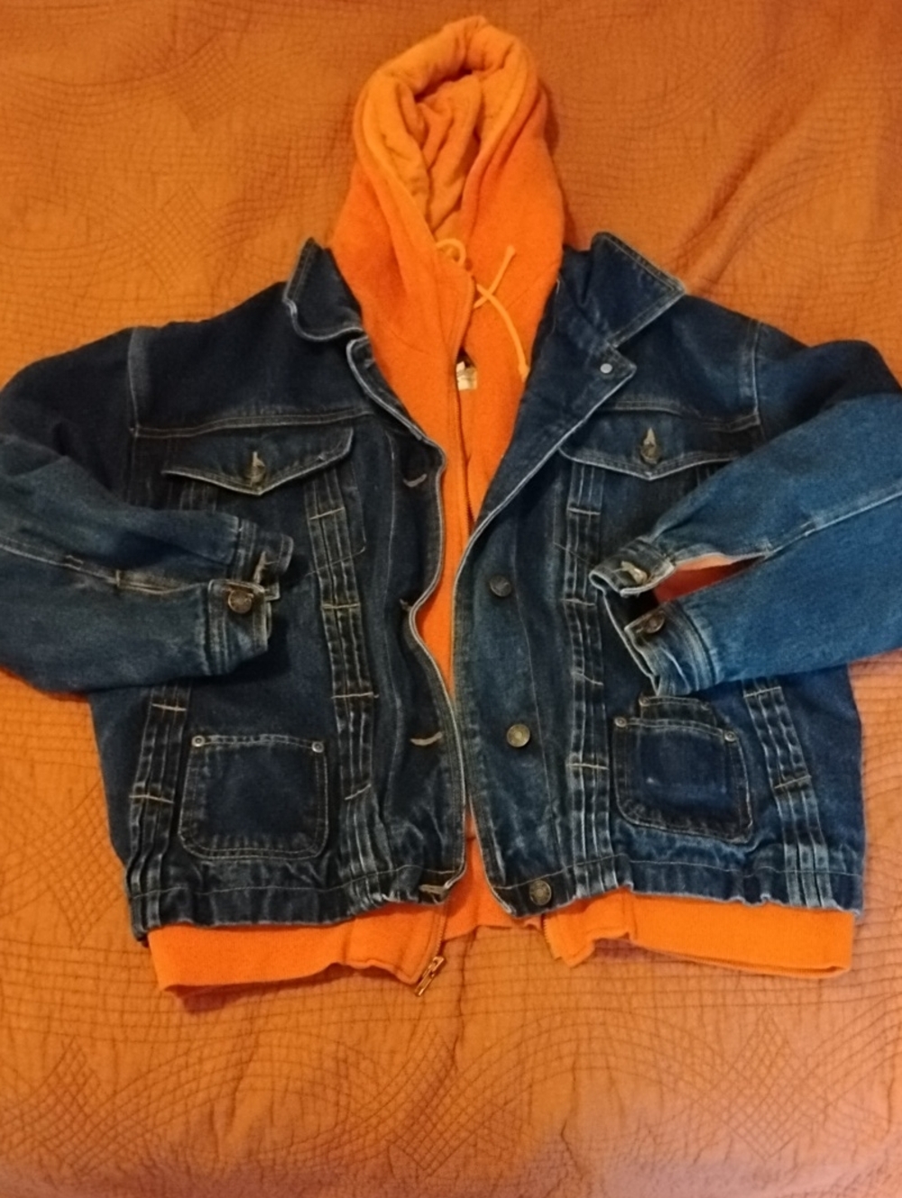 Vintage East West Hooded Denim Jacket, S